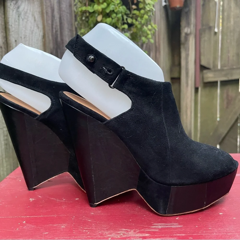 LAMB BLACK SUEDE AND LEATHER SLINGBACK SANDAL 7.5M GORGEOUS